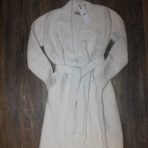NWT UGG WOMEN'S LENNY LONG SWEATER PLUSH BATH ROBE CREAM - Picture 6 of 8